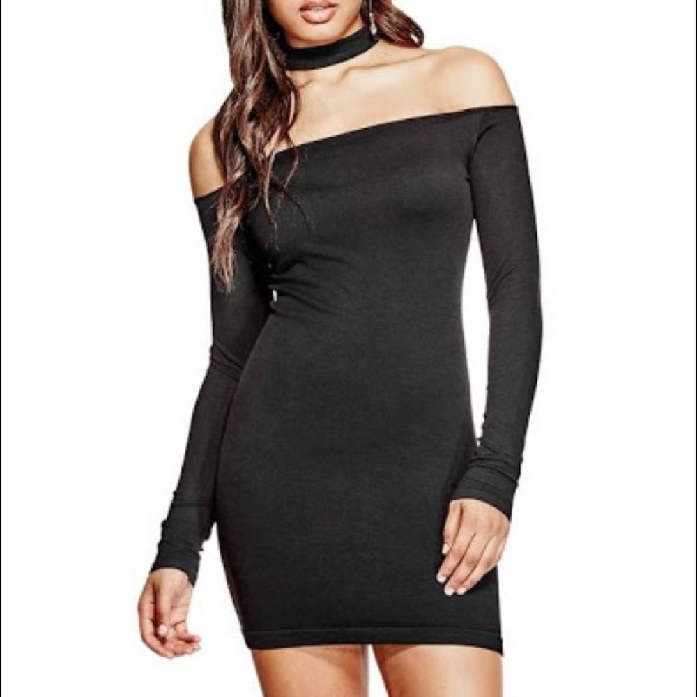 NWT  GUESS Mandy Off-the-Shoulder Choker Dress